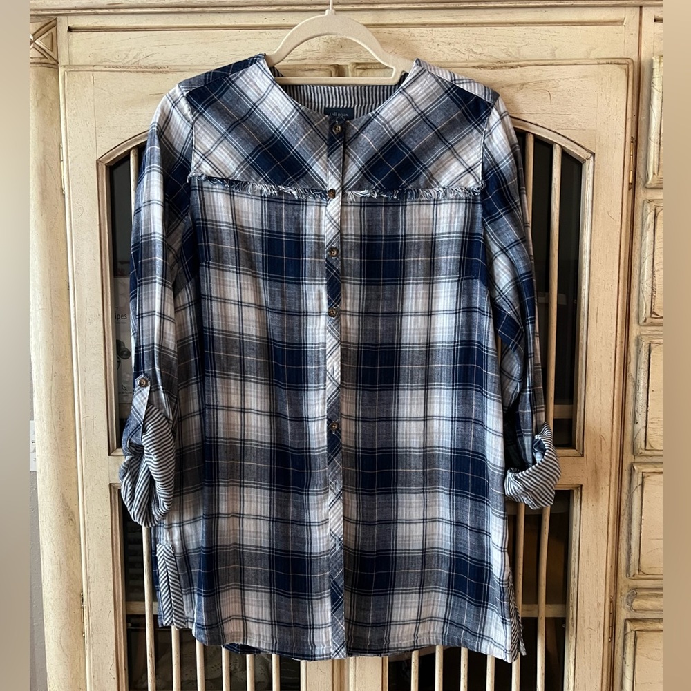 J.Jill Denim look plaid/striped tunic